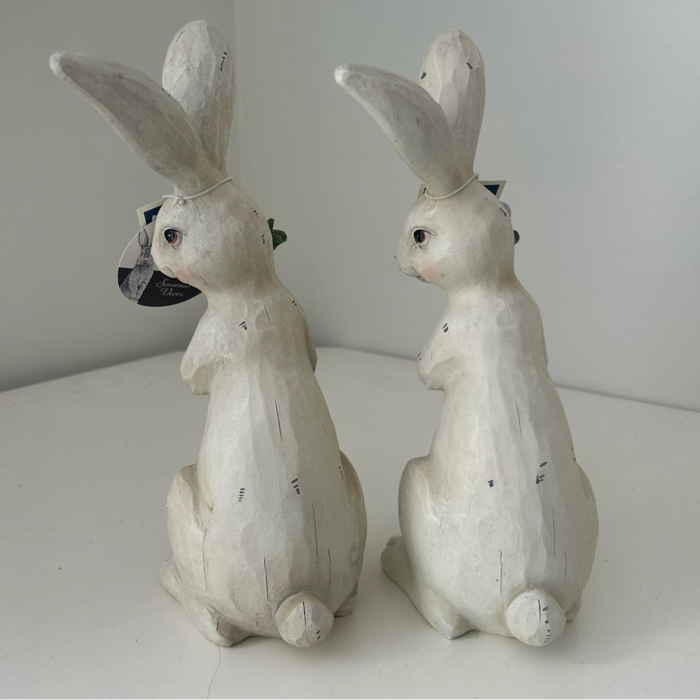 White Bunny Figurines with Carrots by Martha Stewart Set of 2 - Picture 2 of 9